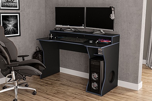 Enzo Gaming Desk in Blue and Black